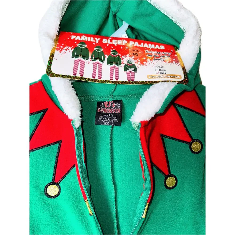 New Kids 4/5‎ Unisex Boys Girls Matching Elf One Piece Pajamas Outfit Christmas